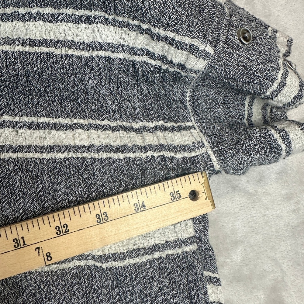 We The Free Striped Button Front Oversized Linen Cotton Blend Tunic Top Medium - Picture 8 of 10